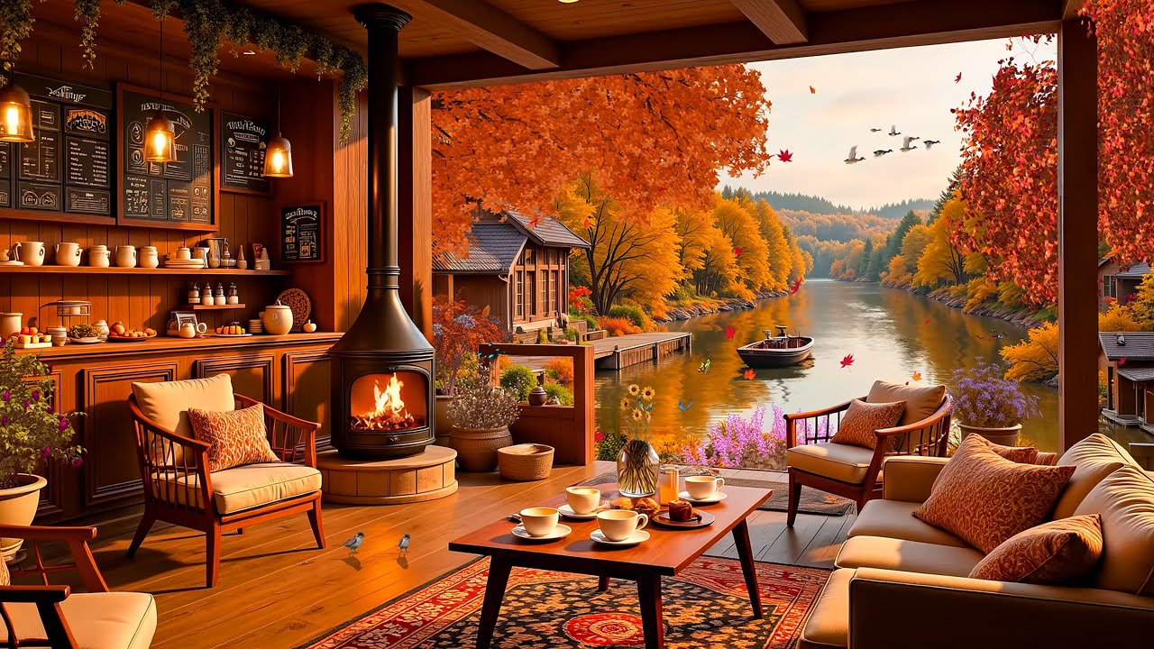 Cozy Autumn Cabin Ambience in the Forest 🍂 Soft Piano Music And ...
