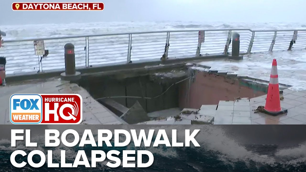 Daytona Beach Boardwalk damaged during Hurricane Nicole