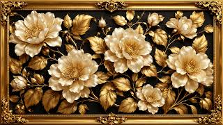 Golden Blossoms on Midnight Black 🌼 Luxury Floral Frame TV Art | Elegant 4K Screensaver | 2 Hours screenshot 3
