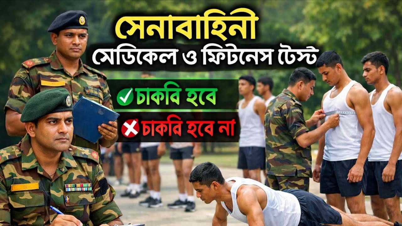 বাংলাদেশ সেনাবাহিনী মেডিকেল ও ফিটনেস টেস্ট | কোন রোগে চাকরি হয়, কোন রোগে হয় না