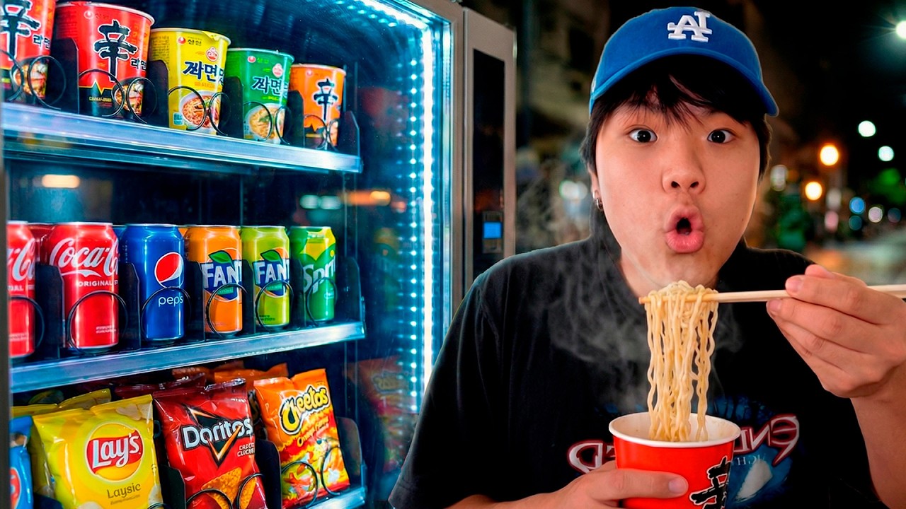 24 Horas Comiendo en Máquinas Expendedoras en mi País