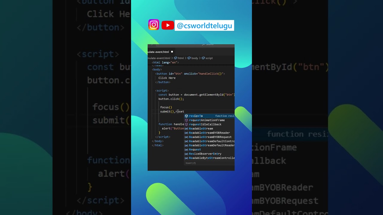 events in javavscript telugu | javvascript events | click event | javascript tutorials