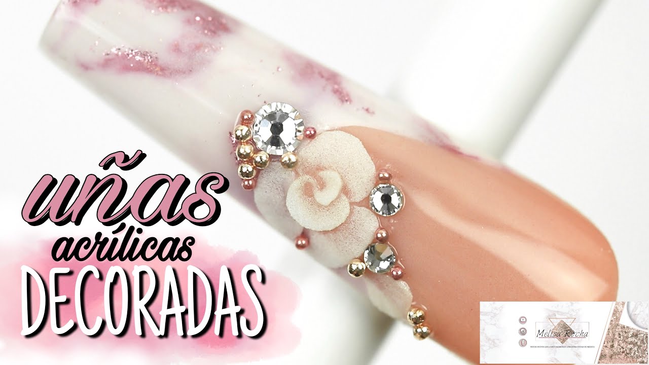 Rosas 3D 🌷 en uñas de acrílico (parte 2)