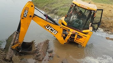 JCB Dozer Breaking Bridge Wall - JCB Working For New Bridge Construction - Dozer Video 3