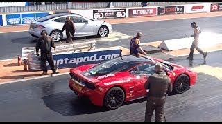 A tesla s p100d took on ferrari 458 at ultimate street car 2017 santa
pod raceway - the winning with time of 11.55 @ 117mph v 12.24 121mph.
(n...