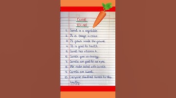10 Lines Essay On Carrot In English/Simpal 10 Lines Essay On Carrot#10linesessay#carrotenglish