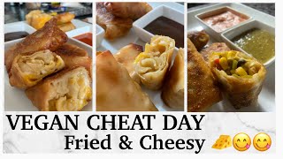 VEGAN FRIED (and baked:) MAC n CHEESE Rolls &amp; SANTE FE Rolls || VEGAN CHEAT DAY