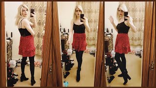 Red Summer Leopard Print  Skirt from Next - Alex Faxton TGirl Fashion