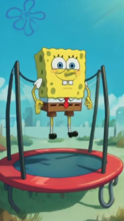 SpongeBob jumping on a trampoline!