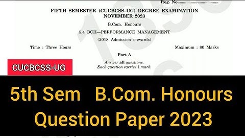PERFORMANCE MANAGEMENT        |        5th Sem     B.Com.  Honours     Question paper  2023 #calicut