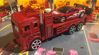 1/64ダイソー100円❗️消防車を積載車にお手軽改造