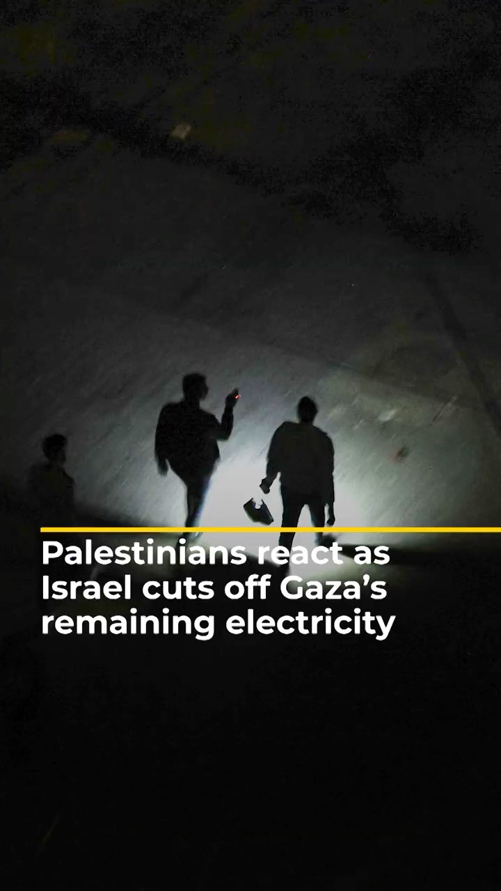 Palestinians react as Israel cuts off Gaza’s remaining electricity | AJ #shorts