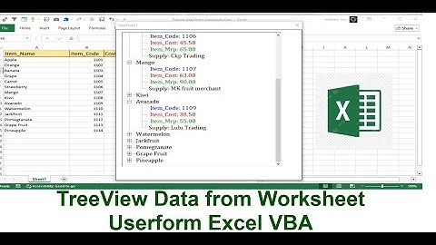 TreeView Data From Worksheet userform Excel VBA