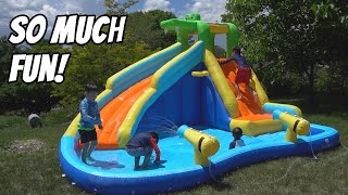 My kids love this inflatable water slide. Perfect for the summer!