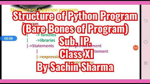 Structure of Python Program  (Bare Bones of Program)  Sub. IP.  Class XI