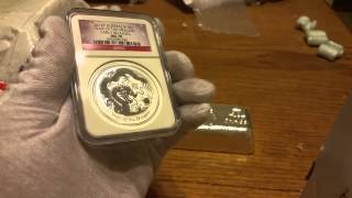 monarch 50oz poured silver bar unboxing,and elemental siren high relief unboxing.