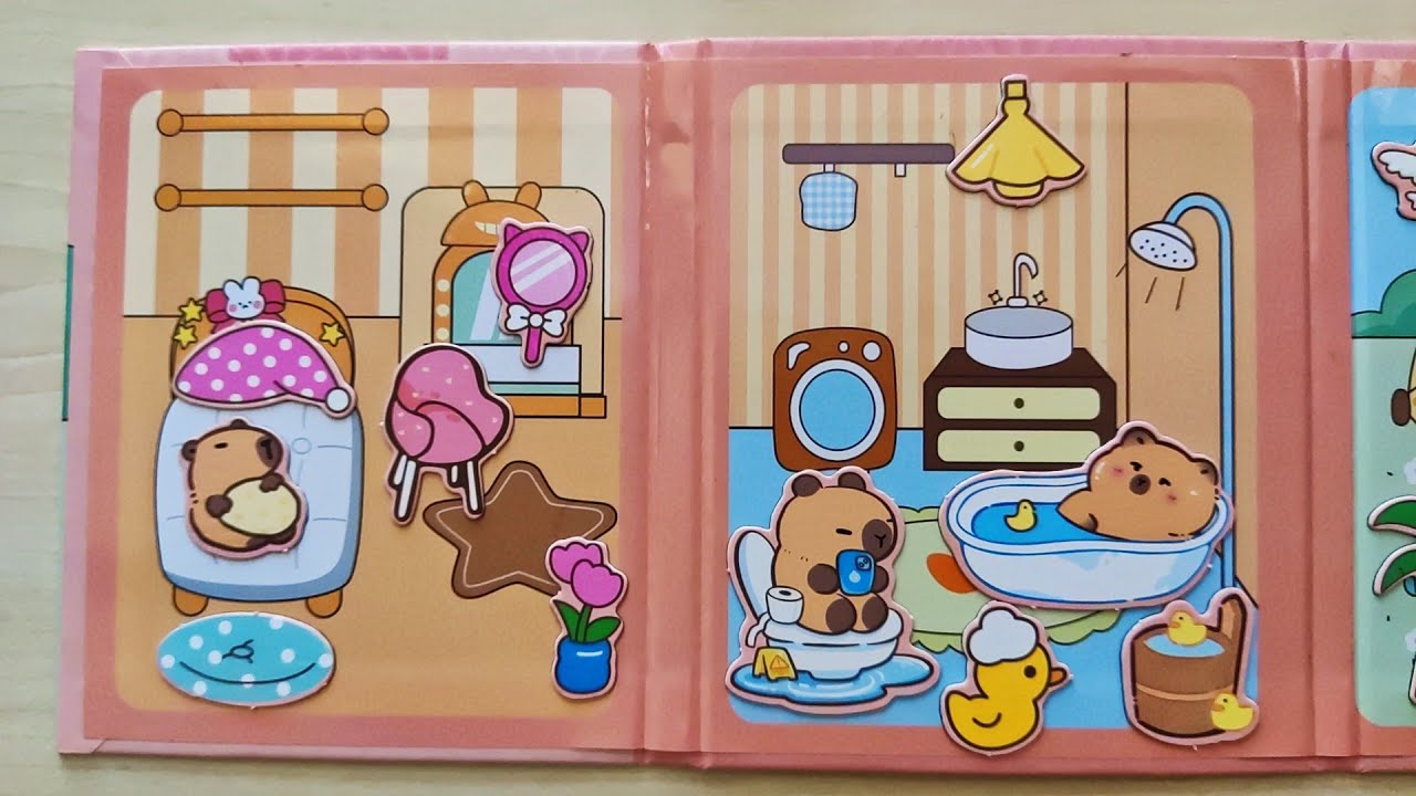 MAGNETIC STICKER BOOK MAKEOVER 💕CAPYBARA MORNING ROUTINES💕 # ...