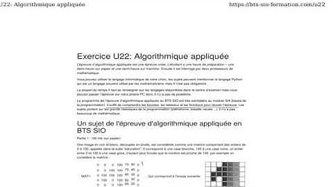 BTS SIO U22 - Matrice (Révision) - Algorithmique appliquée