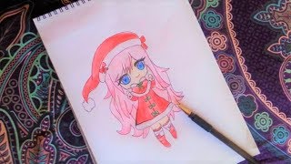 How to Draw a Christmas Anime Girl  Easy Step by Step Tutorial