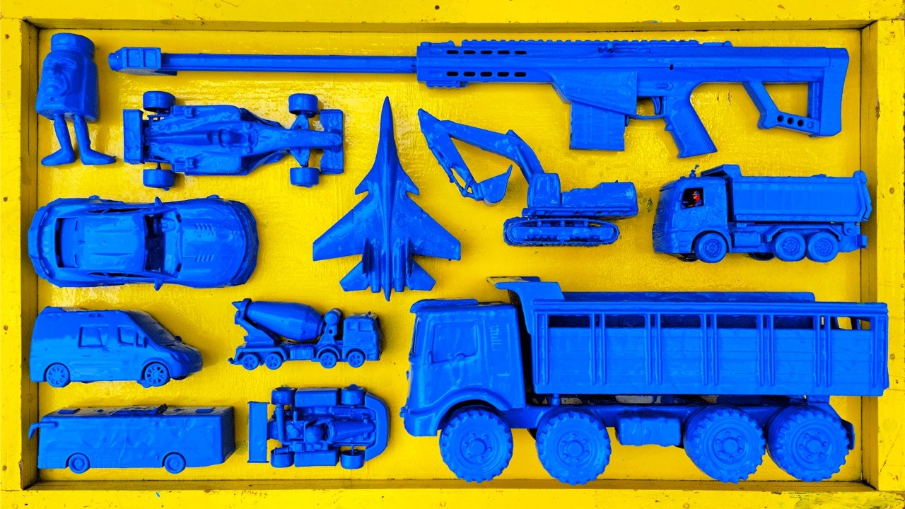 Mencuci Mainan Mobil Mobilan Balap, Excavator, Truk Molen, Truk Panjang Penuh Lumpur