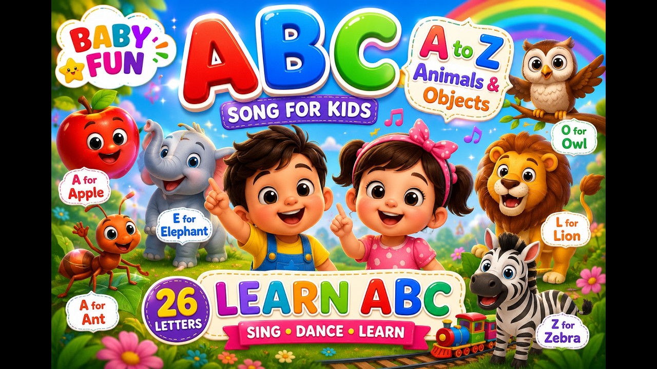 ABC Song for Kids | A to Z Animals & Objects | Fun Alphabet Learning ...