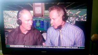 Celebrity Patrick McEnroe, Brad Gilbert after Janowicz QF win. Jerzyk can't talk, overwhelmed with emotion Profile