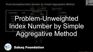 Problem-Unweighted Index Number by Simple Aggregative Method, Statistics Lecture | Sabaq.pk
