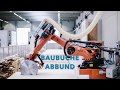 Robotik im holzbau  so wird clt brettsperrzolz kerto  lvl baubuche mit einem roboter bearbeitet
