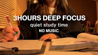 Study With Me 3 Hours | Deep Focus | Quiet Study Time (No Music)