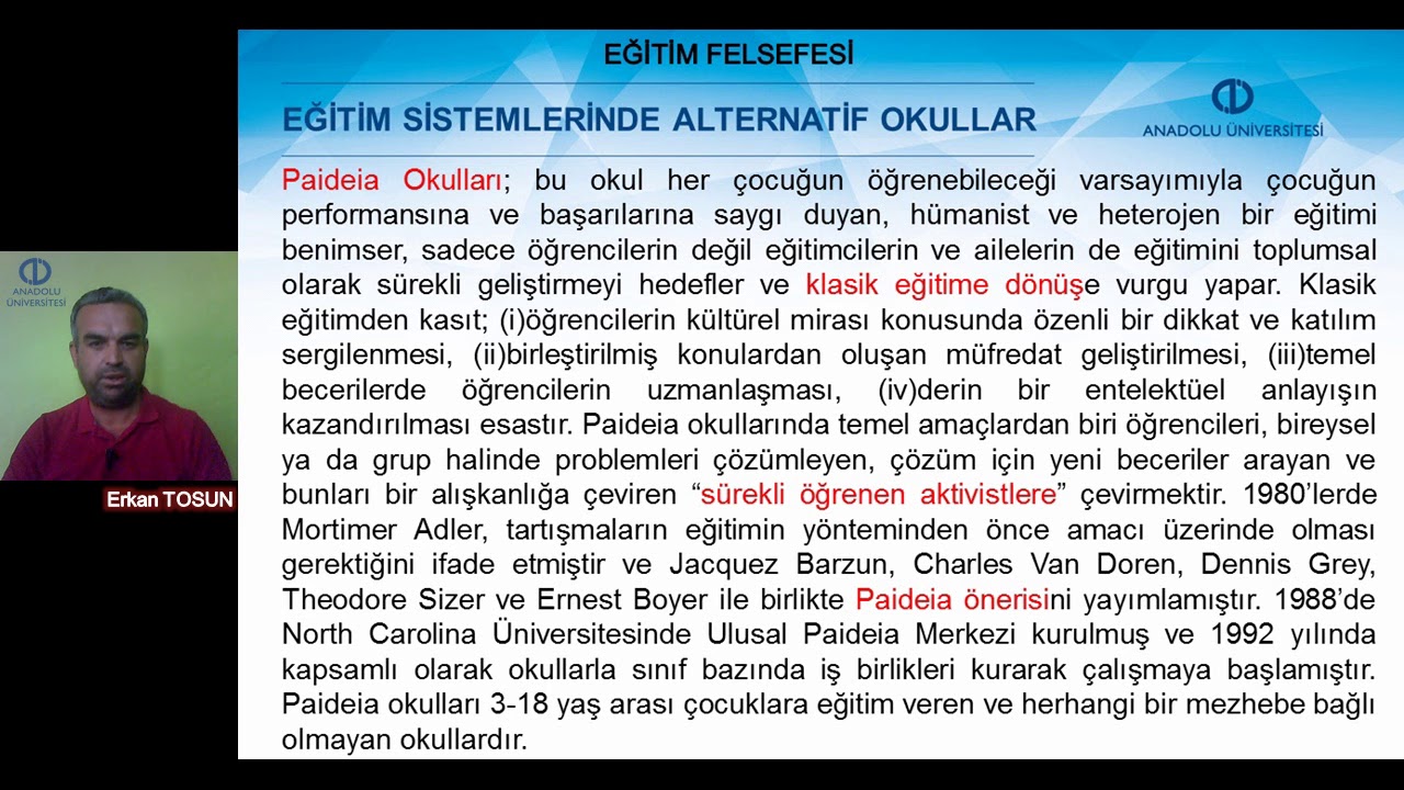 Eğitim Sistemlerinde Alternatif Okullar - Eğitim Felsefesi Ünite 4 Özet ...