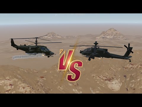 3D ايهما اقوى طائرة التمساح الروسية ام الاباتشي الامريكية Kamov Ka-52 VS Apache