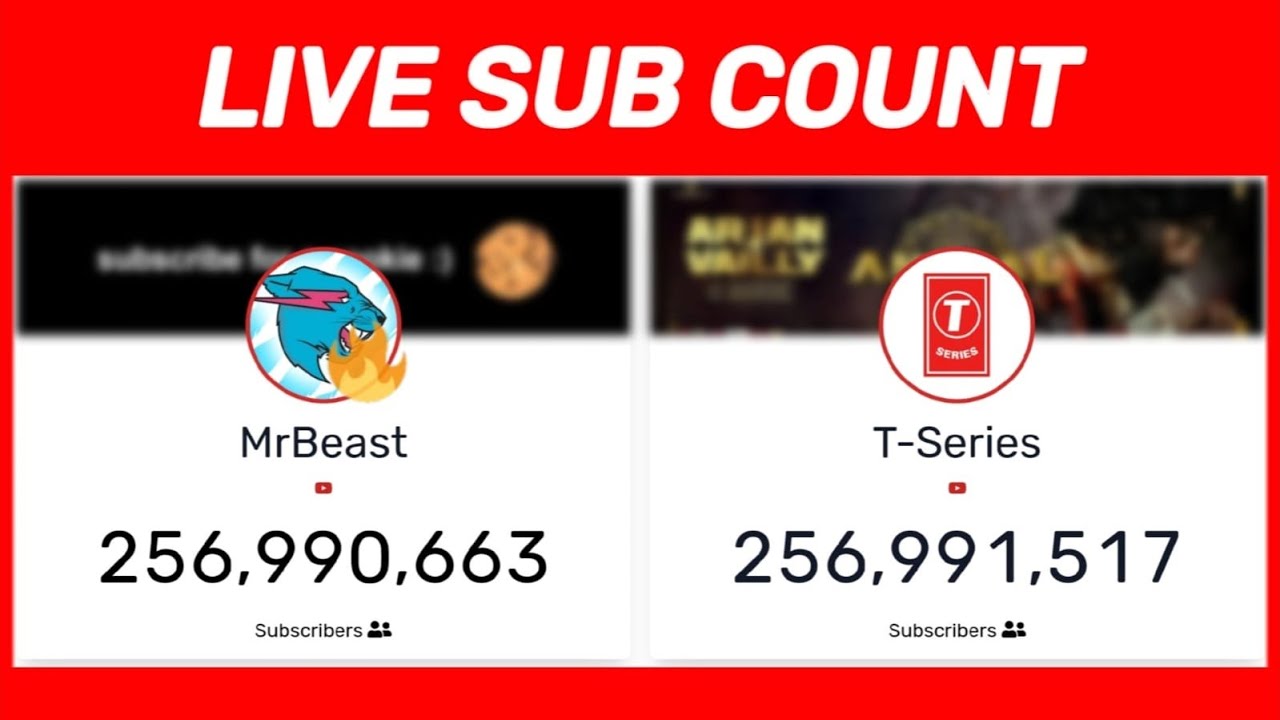 MrBeast vs T-Series - LIVE Sub Count (Battle for #1 Most Subscribed) 