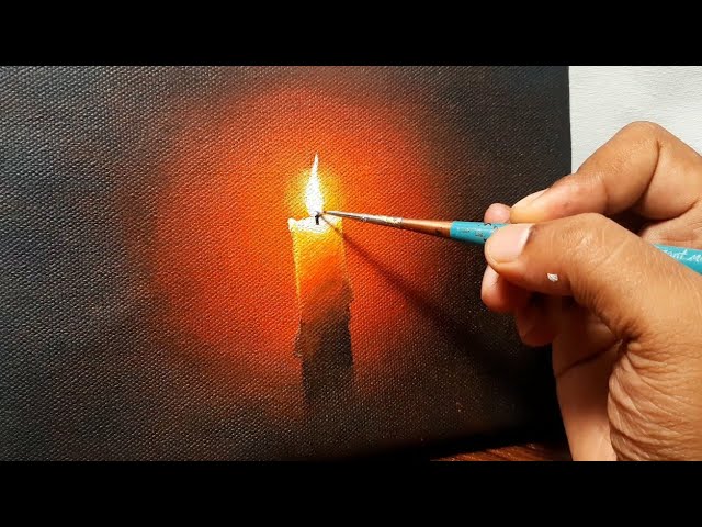 How to Paint a Burning Candle  Easy Acrylic Painting Tutorial