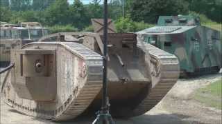 : German and British WW1 tanks in action.