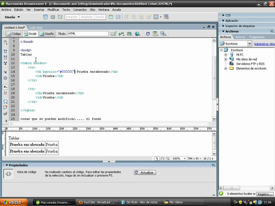 Código para crear tablas en HTML YouTube