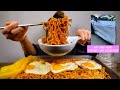 NUCLEAR FIRE NOODLES W/ EGGS ft. PICKLED RADISH l MUKBANG