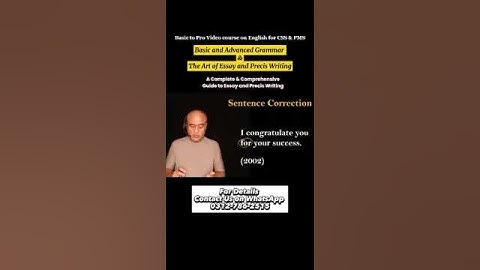 Sentence Correction Video | Congratulate for | Congratulate on | Past Paper #english