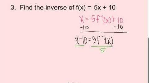 Section 7 2 Inverse Functions & Relations VIDEO