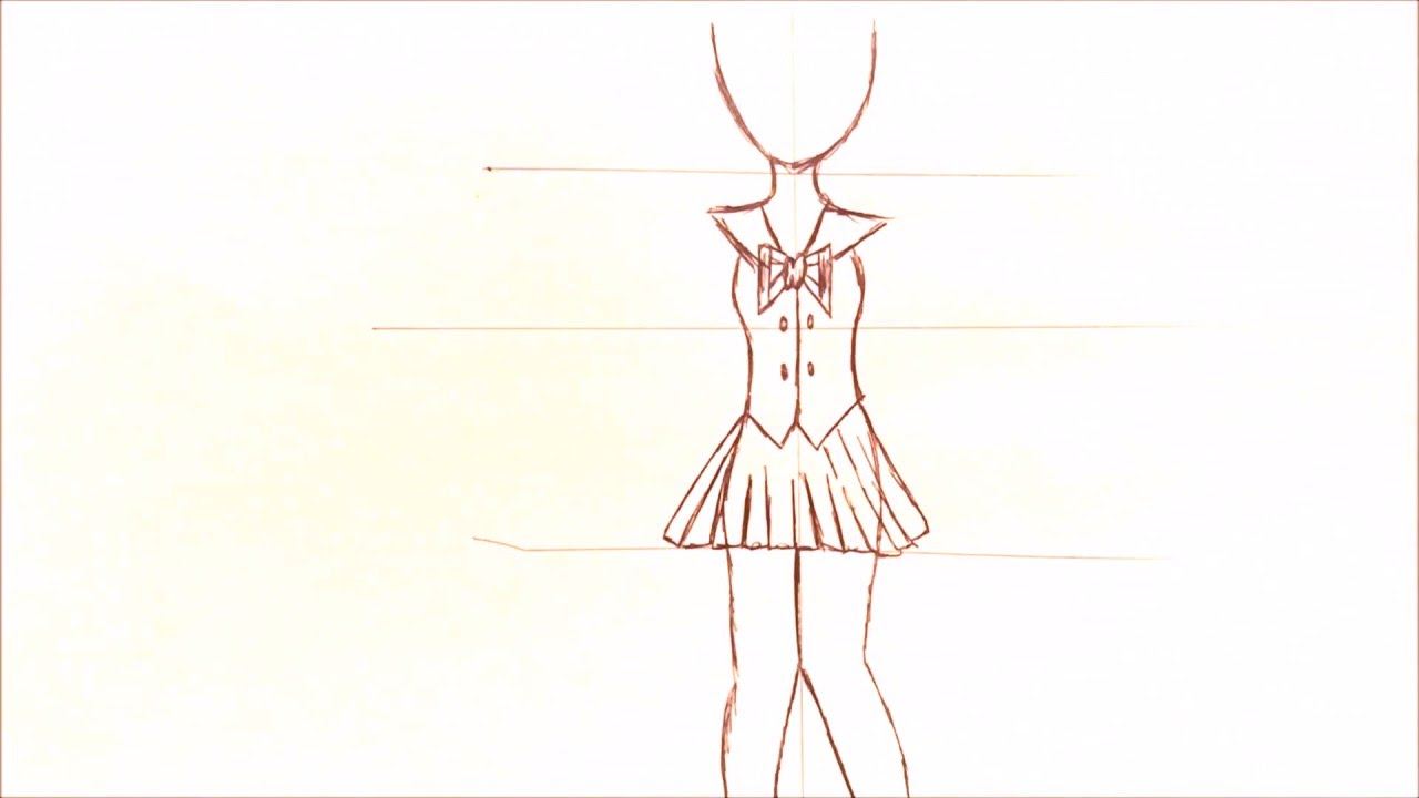 Anime Girl Simple Drawing Whole Body