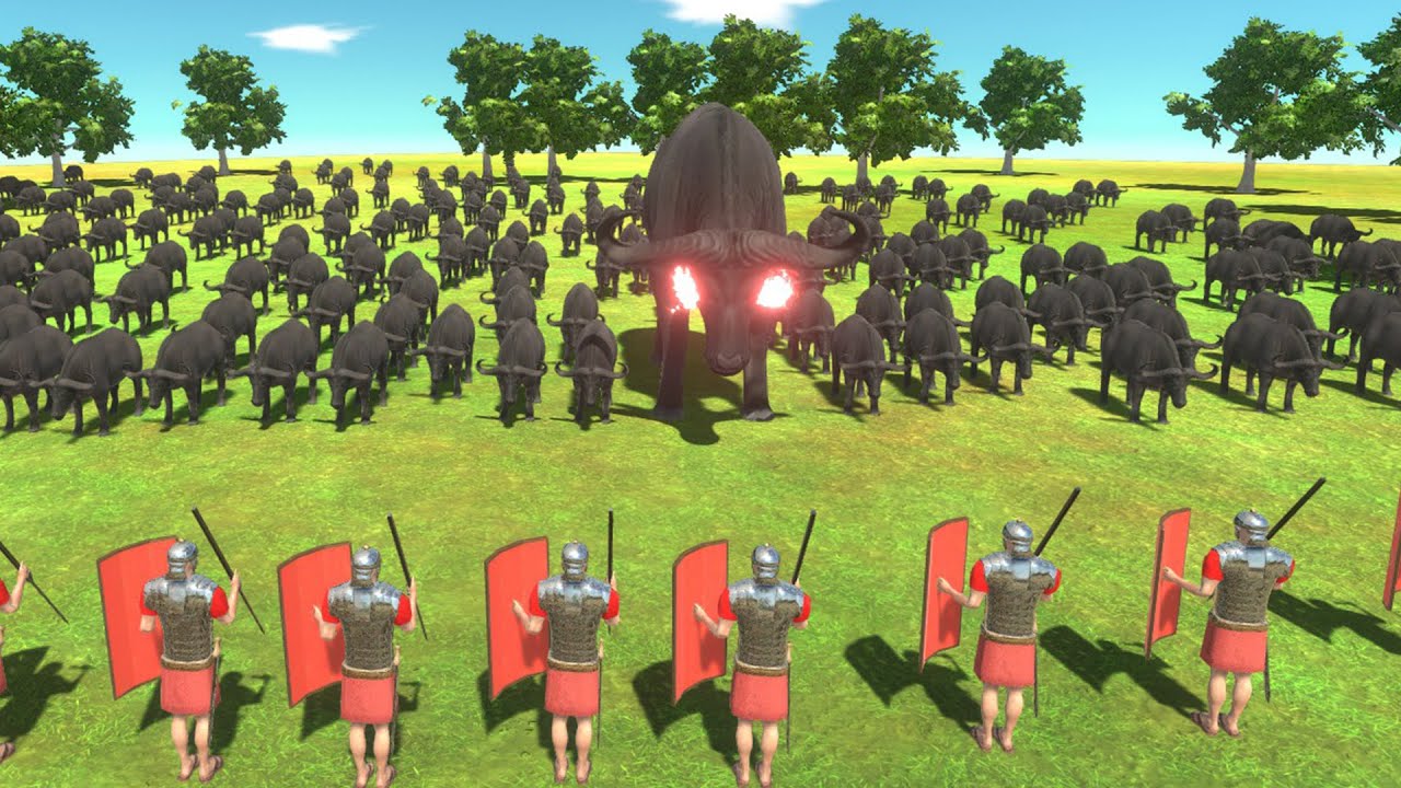 10 VS 100 - Human VS 100 Cape Buffalo - Animal Revolt Battle Simulator