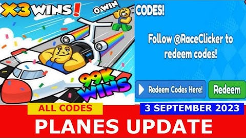 *NEW UPDATE* [PLANES] Race Clicker ROBLOX | ALL CODES | SEPTEMBER 3, 2023