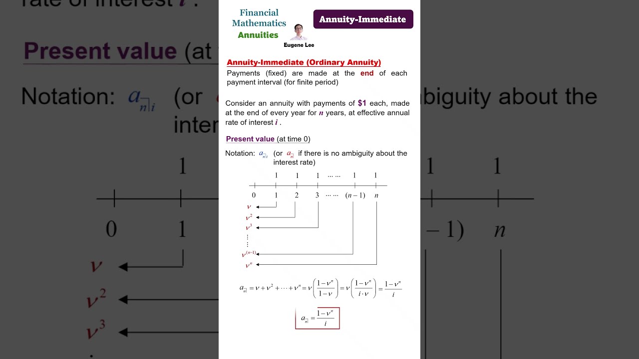 Annuities: 01 Annuity Immediate - Definition