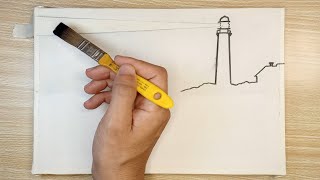 Enjoying The Lighthouse View / Acrylic Painting For Beginners
