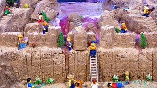 LEGO DAM BREACH AND GIANT SAND CASTLE - TOTAL FLOOD AND DESTROY