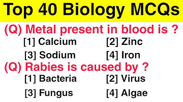 General science MCQs For Competitive Exams | Biology MCQs | Top 40 Most Important Biology MCQs |