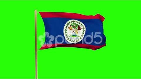Belize Flag Waving In The Wind. Green Screen, Alpha Matte. Loopable Animation