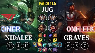 T1 Oner Nidalee vs OnFleek Graves Jungle - KR Patch 11.5