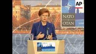 WRAP NATO Sec Gen and Latvian president ahead of summit, presser