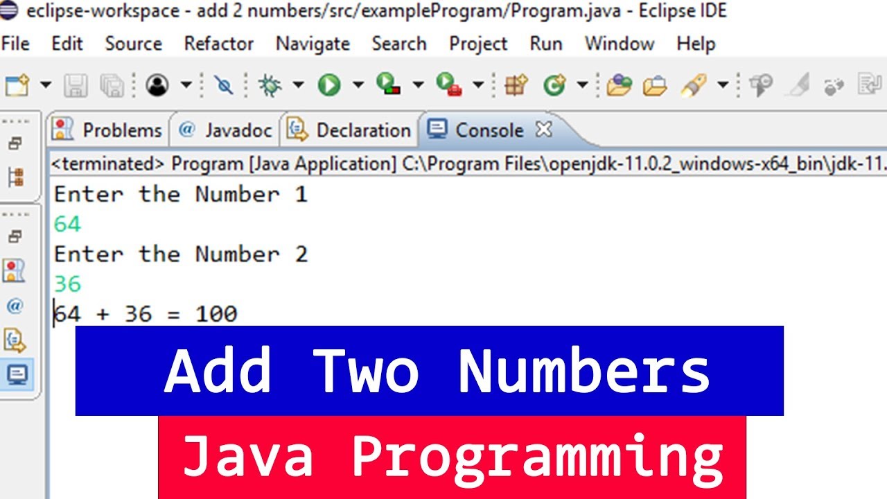write java program to add two numbers