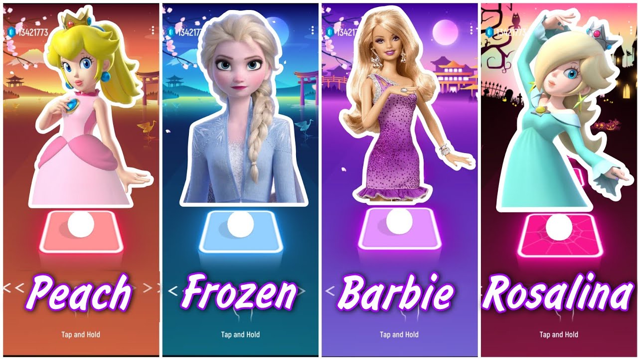Tiles hop Peach vs Frozen vs Barbie vs Rosalina YouTube